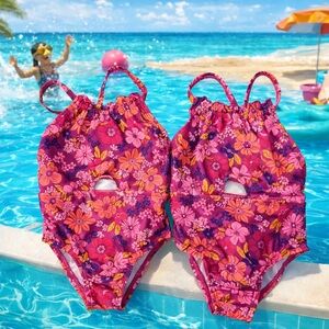 Adorable Floral One-Piece Swimsuit Bundle Girls Size 18 Months Summer Beach Pool